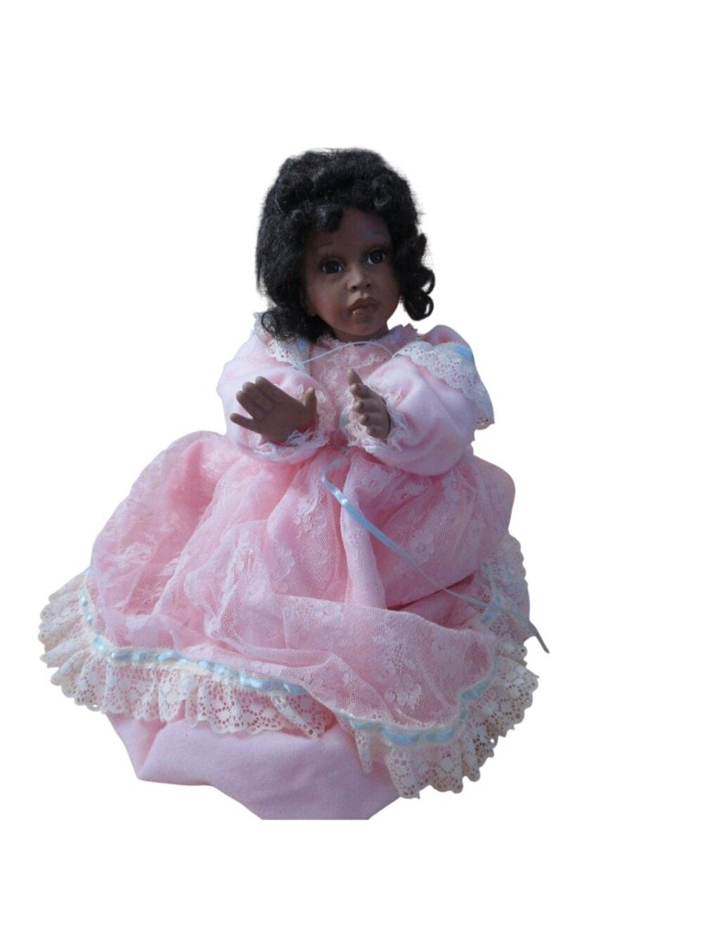 Paradise Galleries Kneeling Praying African American Porcelain Doll Patricia Ros